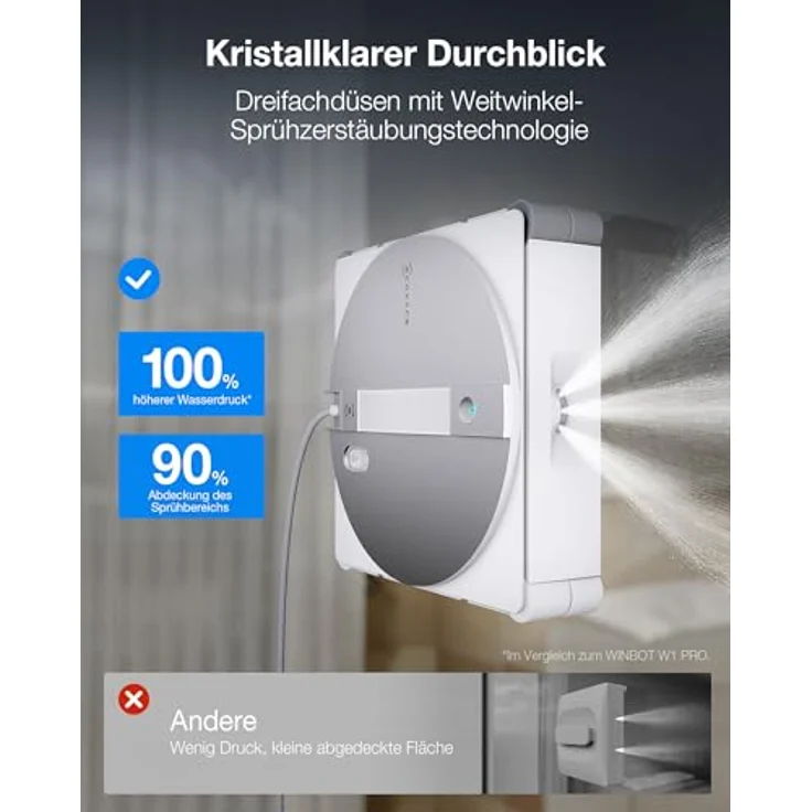 ECOVACS WINBOT W3 OMNI, Fensterputzroboter mit Multifunktionsstation, automatischer Reinigung der Wischpads, TruEdge-Technologie, 12-stufiges Schutzsystem – Bild 5