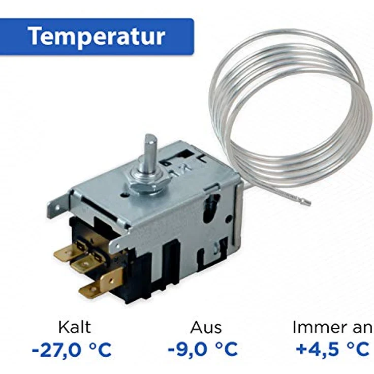 VIOKS Kühlschrank Thermostat 4x6,3mm AMP Ersatz für Ranco K59H1300 Liebherr 6151086 Miеle 1513061 Gorenje 596279 Danfoss Thermostat 077B6738 - Kühlthermostat Temperaturregler für Gefrierschrank – Bild 3
