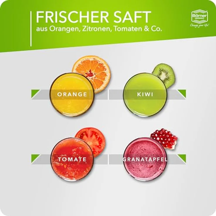 Börner Entsafter Saftpresse, manuelle Zitruspresse für frische Vitamin-Säfte, Kunststoff Krone, farbenfroh – Bild 3
