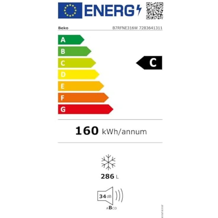 BEKO B7RFNE316W Gefrierschrank, No-Frost, 286 l, weiß, 1865 mm hoch, Schnellgefrierfunktion, wechselbarer Türanschlag – Bild 9