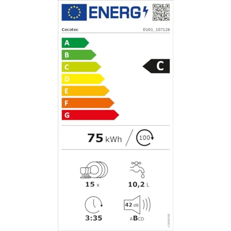 Cecotec Bolero Aguazero 6620, Geschirrspüler mit 15 Maßgedecken, 8 Programmen und Turbo-Trockenfunktion, Weiß – Bild 17