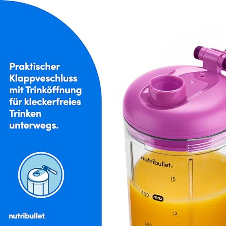 nutribullet Smoothie-Maker NB Flex Portable NBP013VT, Violett, 0,59 l Fassungsvermögen, mit Edelstahl-Mixklinge und USB-C Ladefunktion – Bild 6