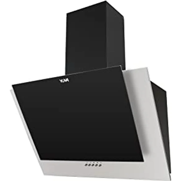 YUNA Dunstabzugshaube JULINA, 60 cm, kopffreie Schräghaube, Abluft/Umluft, 3 Leistungsstufen, schwarze Glas- und Edelstahlfront, 594 m³/h Luftstrom, wandmontierbar – Bild 4
