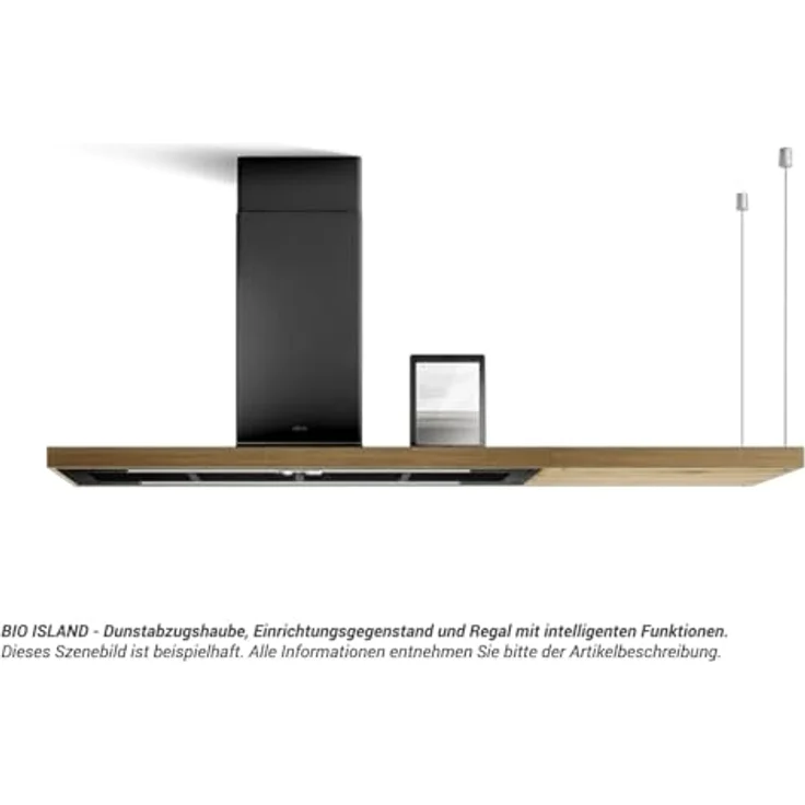 Elica Island PRF0200563, Inselhaube aus Natureiche und Schwarz, 120 cm, 3 Leistungsstufen, abluft- und umluftbetriebsfähig – Bild 2