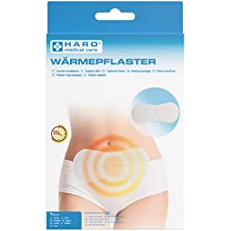 Haro medical care Wärme-Pflaster Bauch 22 x 9,5 cm, effektive Wärmebehandlung bei Regelschmerzen und Muskelverspannungen, 8 Stunden Wärme – Bild 3