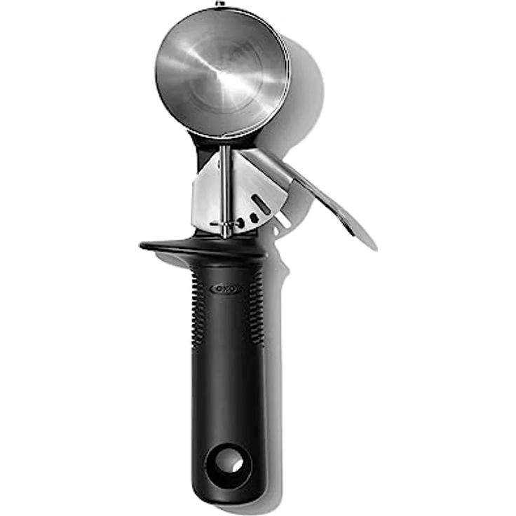 OXO Good Grips Ergonomischer Eislöffel mit praktischem Auswerfer – Edelstahl – 11,7 x 26,7 cm