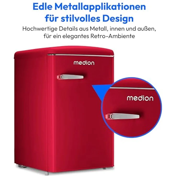 MEDION Retro Kühl-Gefrierkombination MD 37790 (108L Nutzinhalt, LED Innenbeleuchtung, stufenlose Temperaturregelung) - Velvet Rouge – Bild 3