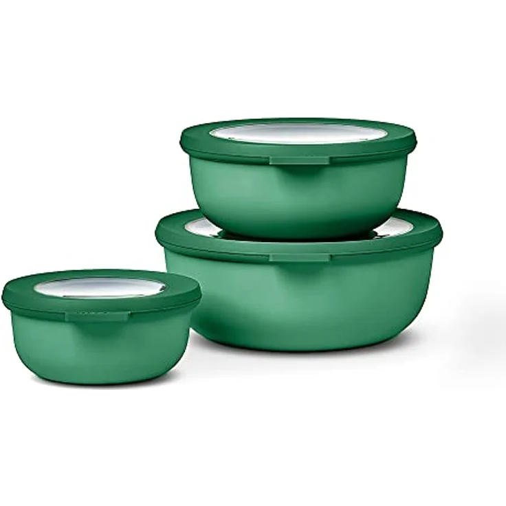 Mepal Multischüssel Cirqula flach, 3-teilig (350+750+1250 ml), vielseitige Vorratsdosen in Vivid Green – Bild 1
