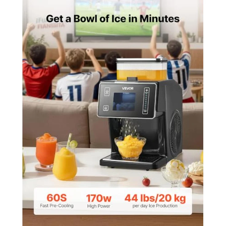 VEVOR Schneeflocken-Eismaschine, 20 kg/Tag, Eis-Rasiermaschine mit Edelstahlklinge, 0,8 L Tank, 90-s-Schnellkühlung, für Zuhause und kleine Veranstaltungen – Bild 2