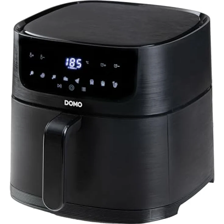 Domo DO539FR Heißluftfritteuse Deli-fryer mit Timer 6 L 1500 W, Schwarz - Bis zu 80% weniger Fett, 8 automatische Programme, antihaftbeschichtet – Bild 1