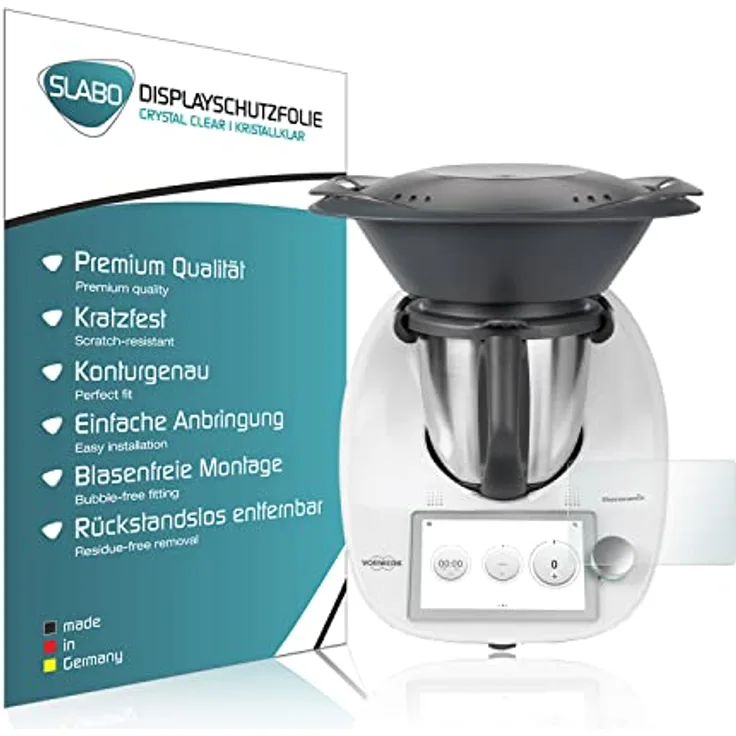 Slabo Crystal Clear 4 x Displayschutzfolie für Vorwerk Thermomix TM6, klar 