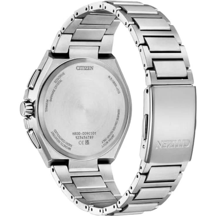 CITIZEN Titan Herrenuhr Eco-Drive Solar Funk Chronograph mit Titan Gliederband AT8238-84A, silberfarben mit Super Titanium Gehäuse – Bild 3