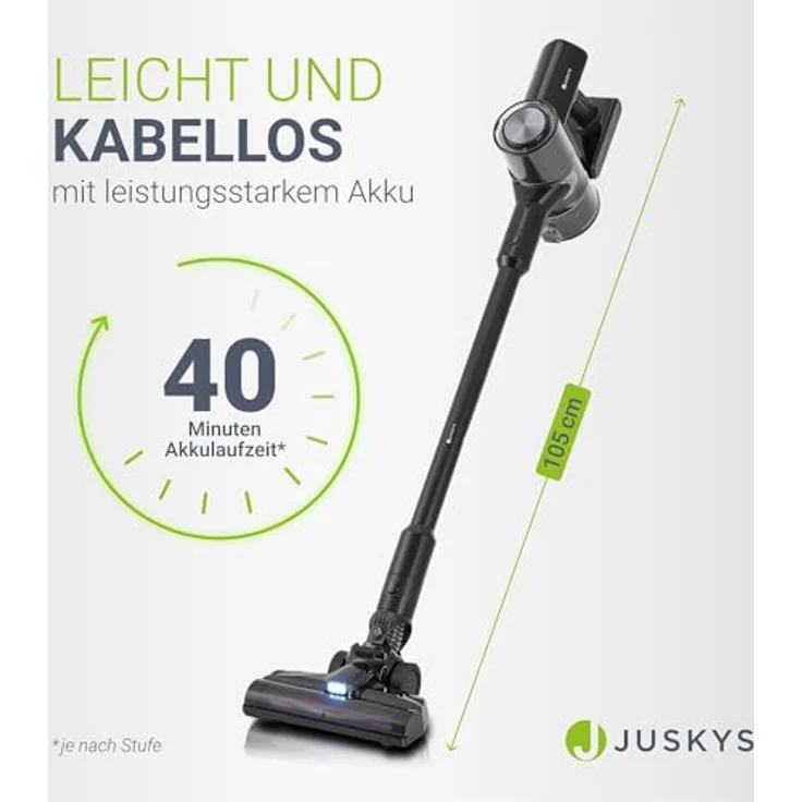 Juskys 2-in-1 Akkustaubsauger VC2101 - kabellos & beutellos - HEPA Filter, Düsen & Wandhalterung - Akku Staubsauger Schwarz – Bild 4