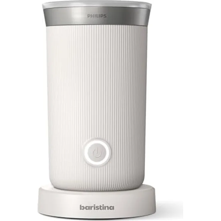 Philips Baristina Elektrischer Milchaufschäumer - schäumt heiße und kalte Milch und pflanzlichen Alternativen auf. Einfach zu reinigen. Naturweiß (BAR311/00)