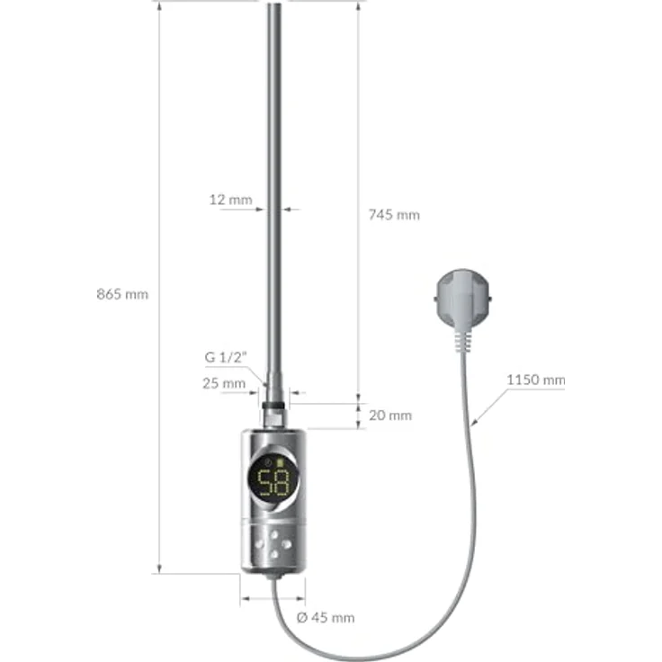 ML-Design Heizstab 900W Chrom, mit Thermostat und LCD-Bildschirm, Timing-Funktion, schnelle Aufheizung – Bild 8