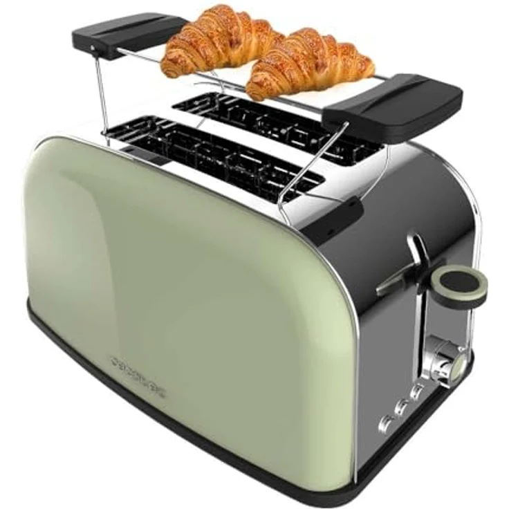 Cecotec Vertikaler Toaster Toastin' time 850 Green, 850W, doppelter breiter Schlitz, Edelstahl, 7 Röststufen, Pop-up-Funktion, automatische Abschaltung, Krümelablage – Bild 1