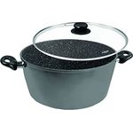 Stoneline XXXL Kochtopf 32 cm, mit Deckel, Induktion, Aluguss, beschichtet mit echten Steinpartikeln, grau, beschichteter Kochtopf groß, 32cm Durchmesser, antihaftbeschichtet