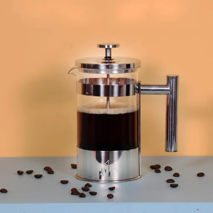 Any Morning French Press Kaffeebereiter, Edelstahl-Kaffeekanne mit Borosilikatglas, 600 ml, für frischen Filterkaffee und Cold Brew, Silber – Bild 4
