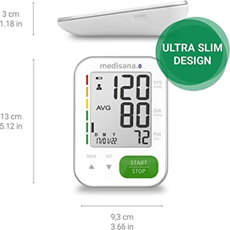 medisana BU 570 connect Oberarm-Blutdruckmessgerät, präzise Blutdruck und Pulsmessung mit Speicherfunktion und Bluetooth-App, Ampel-Skala, Funktion zur Anzeige eines unregelmäßigen Herzschlags – Bild 2