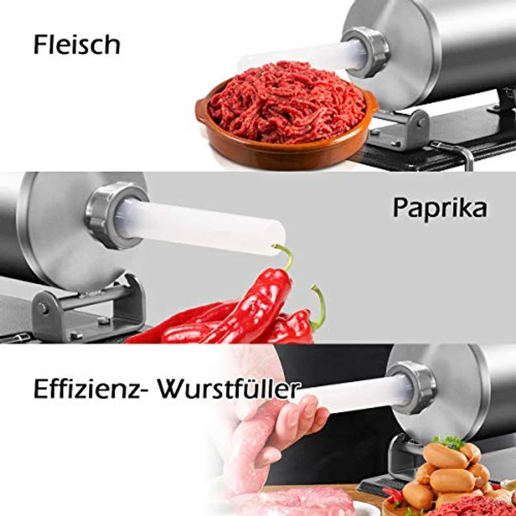 COSTWAY Wurstfüllaufsatz, Wurstmaschine mit 4 Füllrohre & Tischklemme, 4,8L, Aluminium & Edelstahl – Bild 7