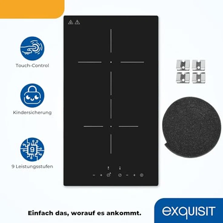 Exquisit Kochfeld EKC 300-380 | Glaskeramik | Touch Control | 2 Kochstellen | Rahmenlos | 3000 W – Bild 3