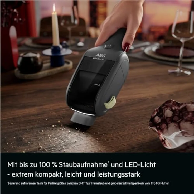 AEG ErgoMini Kabelloser Akku Handstaubsauger AH1EM10DG, ultraleichtes Design, starke Saugleistung, grau – Bild 3