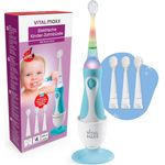 VITALmaxx Elektrische Zahnbürste ab 6 Monate, mit Smart Timer, bunten Lichtern und weißen LED-Lichtern, für Babys und Kleinkinder, rosa