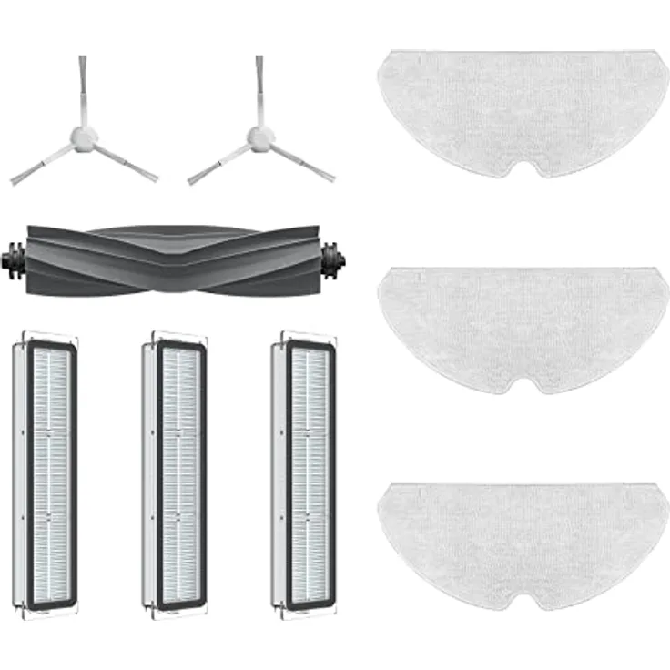 Dreame D10s Staubsaugerroboter-Zubehörset, enthält 2X Seitenbürsten, 3X Staubfilter, 3X Mop-Tücher, 1x Hauptbürste, Original Zubehör