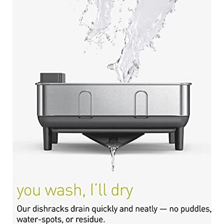 Simplehuman Geschirr-Abtropfgestell aus Edelstahl in der Farbe Grau, Maße: 39,4cm x 38cm x 19cm, KT1184DC – Bild 4
