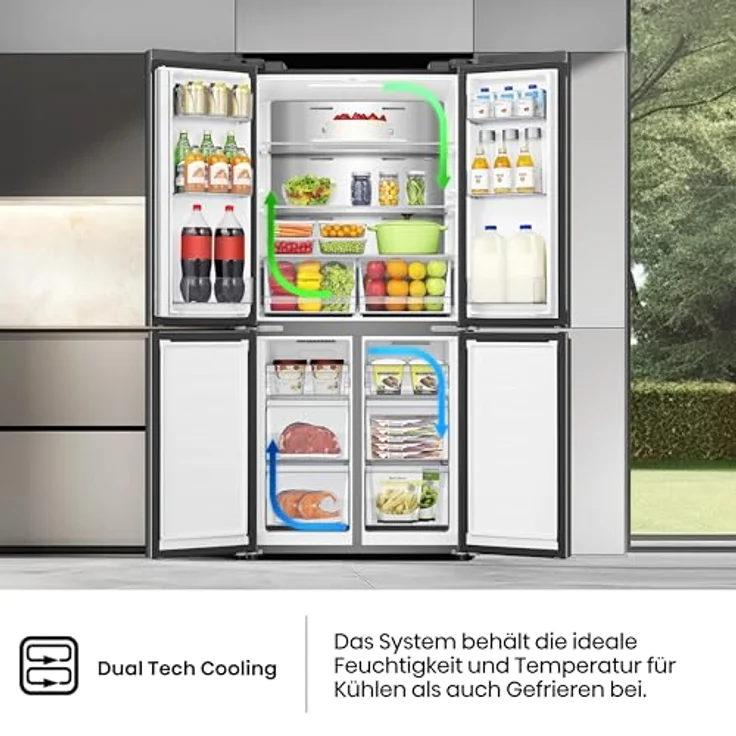 Hisense RQ5P470SAFD, Kühl-/Gefrierkombination mit Flügeltüren, 483 Liter, NoFrost Plus, Schwarz, Triple Zone und Smart Connectivity – Bild 8