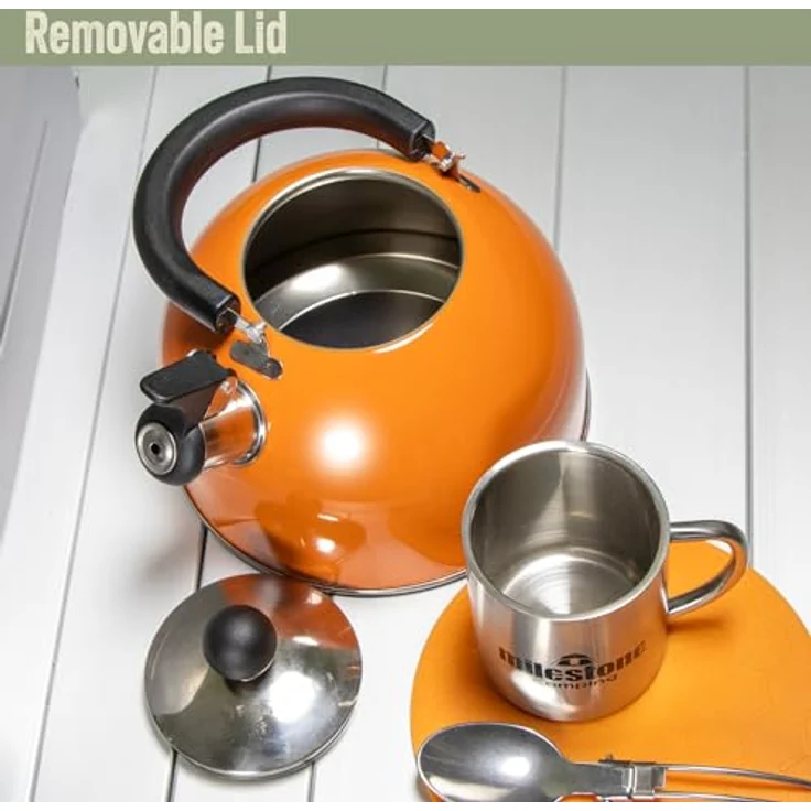 Milestone Camping Edelstahl Wasserkocher ? Orange, 2 Liter – Bild 7
