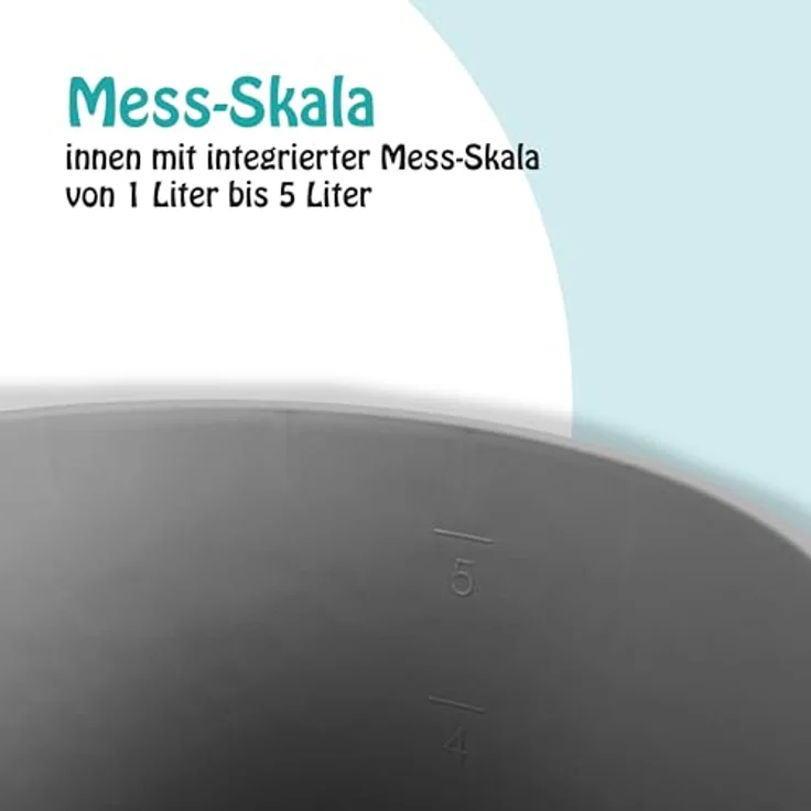 ProHome Putzeimer Kunststoff-Eimer 5 Liter, stapelbar, BPA-frei, mit Metallbügel, in Blau und Anthrazit, Made in EU – Bild 4