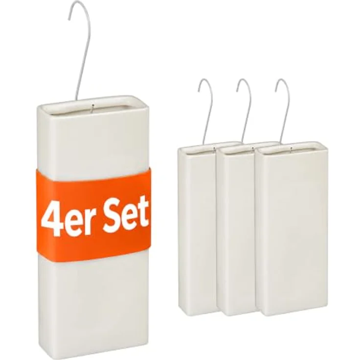 Relaxdays Luftbefeuchter Heizung 4er Set, Keramik Wasserverdunster für Heizkörper in Creme, inkl. Haken zum Aufhängen, geräuscharm und umweltfreundlich – Bild 1