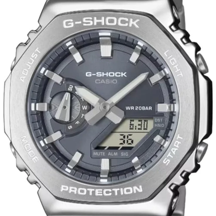 Casio GM-2110D-8AER G-Shock, Armbanduhr aus Edelstahl in Anthrazit, leicht tragbar für lässige und klassische Outfits – Bild 4