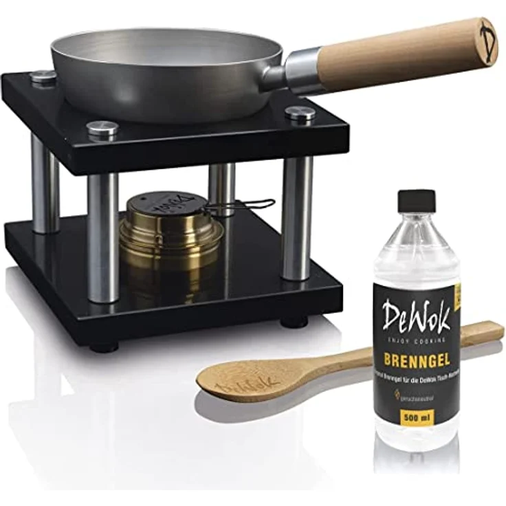DeWok Kochsystem bis 2 Personen, ohne Strom, ohne Gas, Zuhause, Innenraum geeignet, zum Grillen, Raclette, Fondue, Wokken, Tischwok, gesund kochen – Bild 1