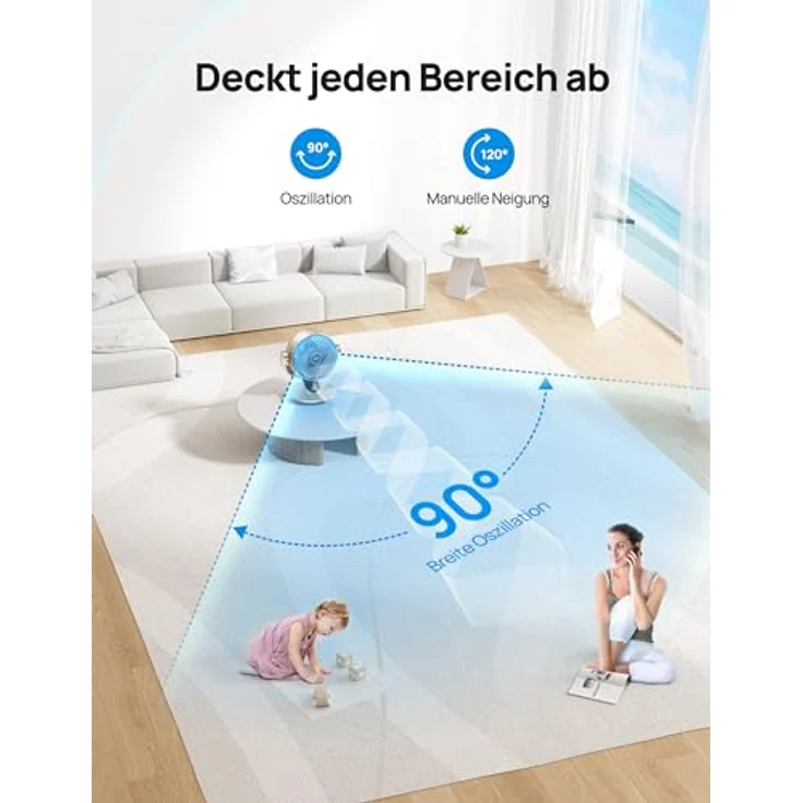 Dreo Lynx S, 28dB Leiser Smart Tischventilator mit Fernbedienung, 21M Windentfernung, 4 Geschwindigkeitsstufen, 5 Modi, 12H Timer, 90° Auto und 120° manuelle Oszillation – Bild 3