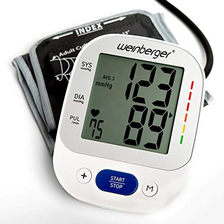 Weinberger 02273 Oberarm Blutdruckmessgerät großem Display, Speicher und Risiko-Indikator inkl. Tasche HL868VF, Großes, Gut Lesbares Display, weiß, 500 g – Bild 1