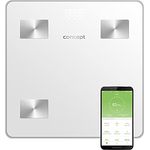 Concept VO4000 Glas-Diagnosewaage Personenwaage mit App Digitale Waage Körperanalyse Körperfettwaage Muskelmasse BMI LED-Anzeige Bluetooth Gewicht bis 180kg (Weiß)