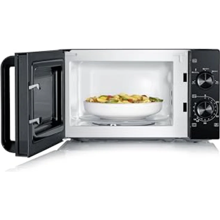 Severin MW 7790, Mikrowelle mit 20 Litern Garraum, 700 Watt Leistung, Auftaufunktion, kompakt, silberfarben – Bild 2