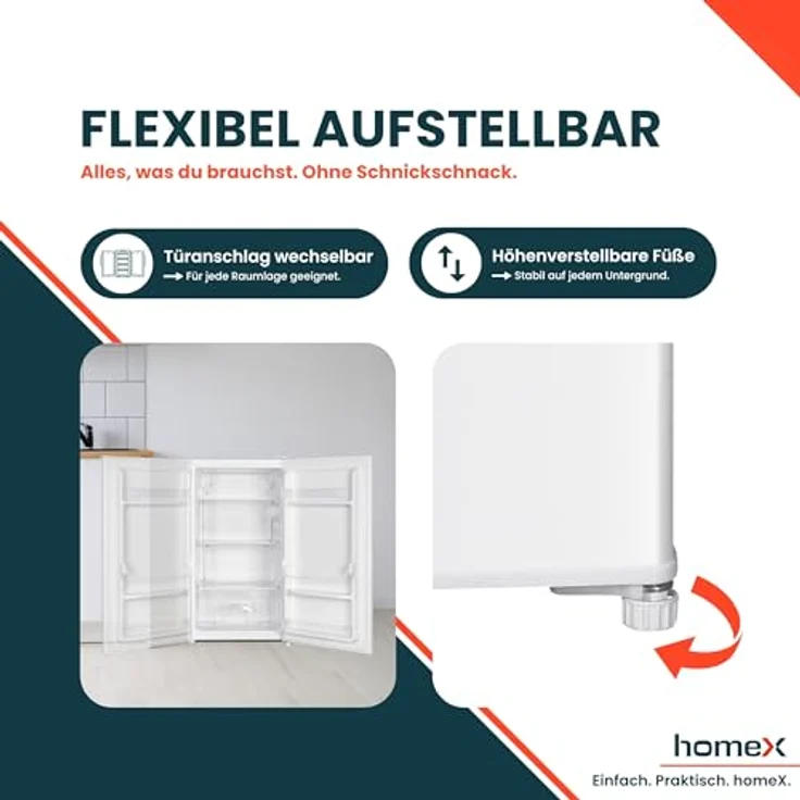 homeX CS0881-W Kühlschrank ohne Gefrierfach, 90L kompakt, freistehend, weiß, leise, energieeffizient – Bild 7
