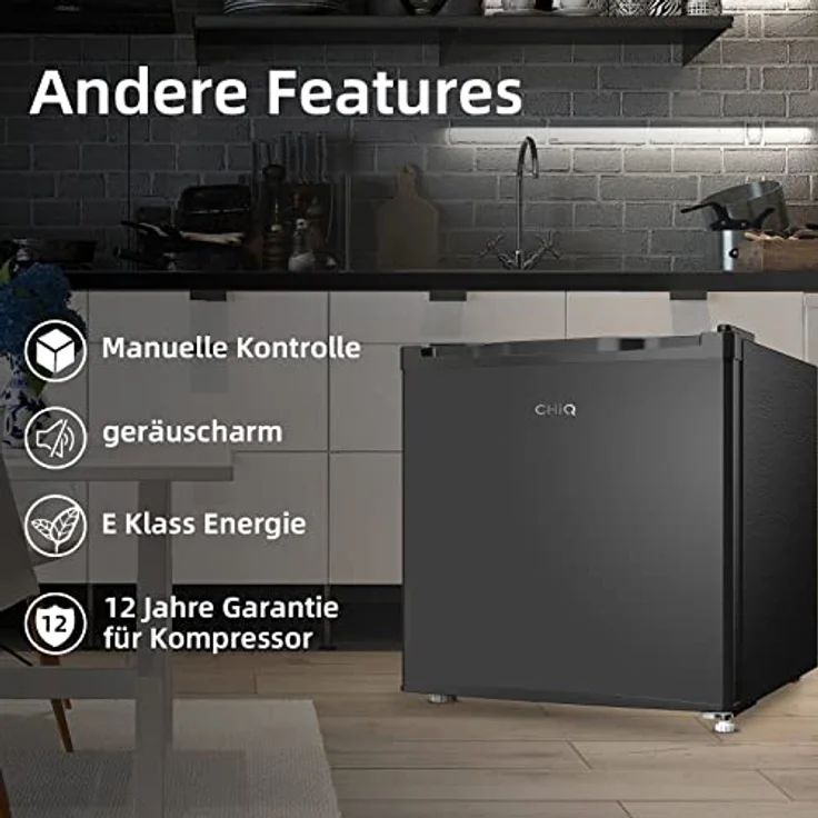 CHIQ 31L Mini Gefrierschrank, 4-Sterne-Gefrierfunktion, geräuschlos, umkehrbare Tür, bis -24°C, 12 Jahre Garantie auf den Kompressor, schwarz – Bild 4