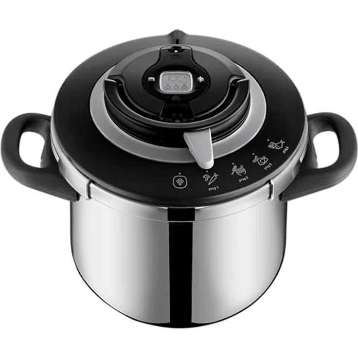 SEB Clipso+ CHEF P4551400, 8L Edelstahl Schnellkochtopf mit induktionsgeeigneter Bauweise und vier Kochprogrammen für Gemüse, Fleisch, Fisch und mehr – Bild 3