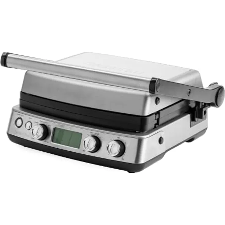 GreenPan Elite 7-in-1 Multifunktions-Kontaktgrill und Bratplatte, gesunde keramische Antihaftbeschichtung, zwei Sätze Grill- und Waffelplatten, verstellbarer Bräunungsgrad, aufklappbar, Edelstahl