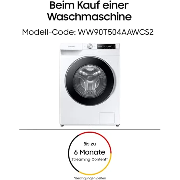 Samsung WW90T504AAWCS2 Waschmaschine, 9 kg, 1.400 U/min, Extra energiesparend, AI Ecobubble, AI Control, SmartThings App und AI Energy Mode, Hygiene-Dampfprogramm, Weiß – Bild 2