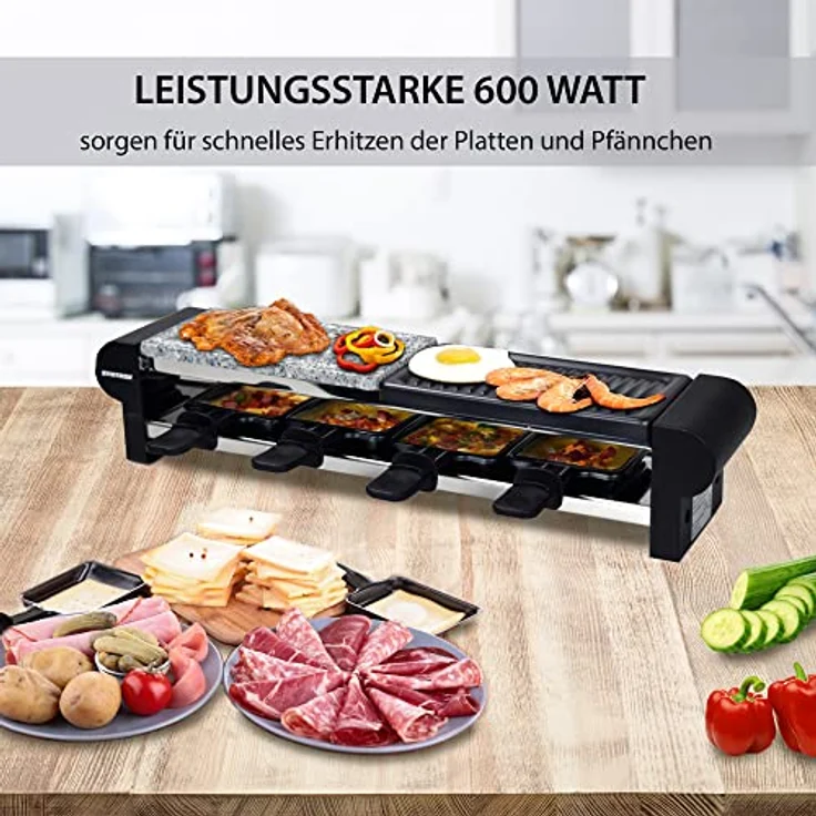 Syntrox RAC-600W Thurgau Raclette-Grill, 2 x 10,2 x 20,5 cm, Antihaftbeschichtet, 600 Watt – Bild 4