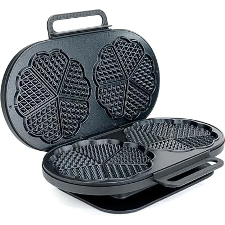 Wilfa JOY Double Waffeleisen I 1.500 Watt I 2x20cm große Herzwaffeln I 5 Temperaturmodi I Mit Alarm-Glocke I Inkl. Teig-Löffel (schwarz) – Bild 4