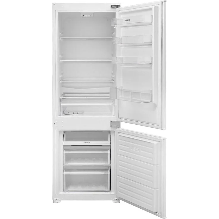 Vestel VEKK71961 Einbau-Kühl-/Gefrierkombination, 251 Liter, Less Frost, Sicherheitsglasablagen, LED-Innenbeleuchtung, weiß