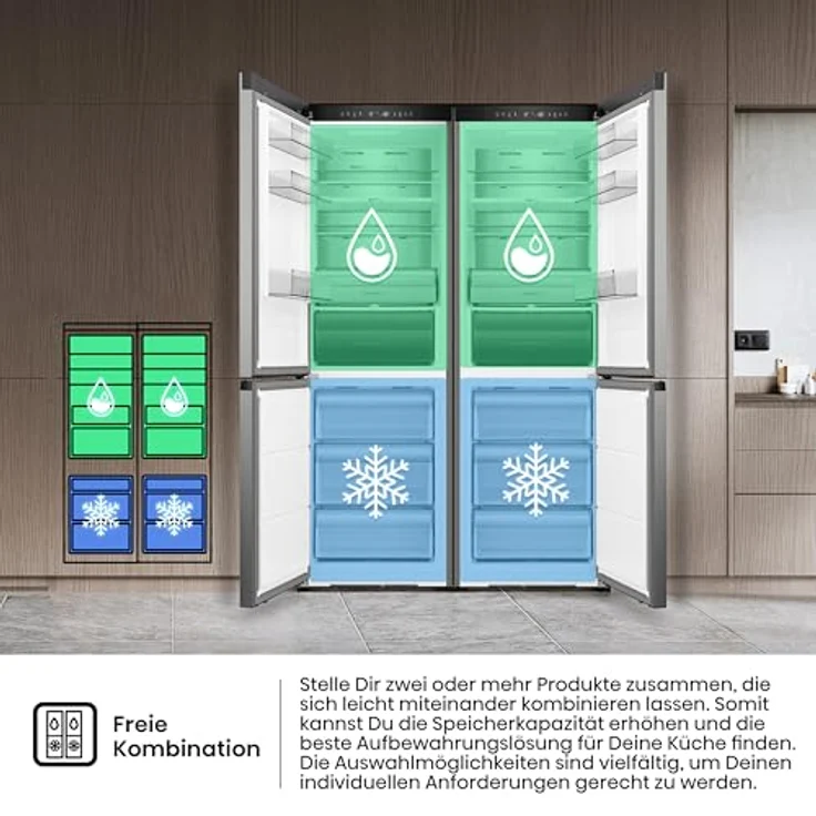 Hisense RB3K330SAIC, Freistehende Kühl-Gefrierkombination, 330 l, Energieeffizienzklasse C, Edelstahl – Bild 7