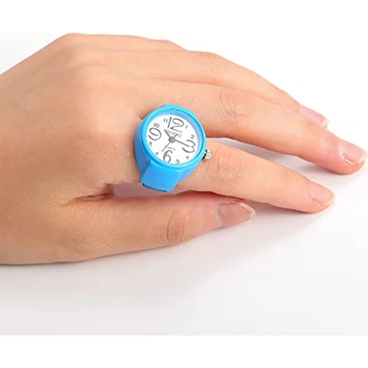 JewelryWe Ringuhr Damen, Analog Quarzuhr mit elastischem Ringband, blau, Geschenk für Mädchen – Bild 2