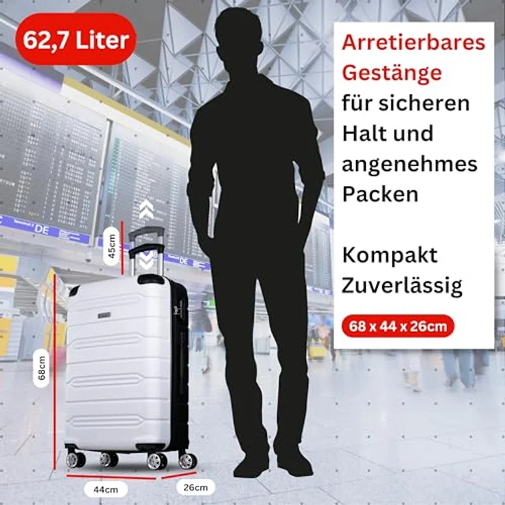 Nowi Rhodos 4 Rollen Trolley 68 cm, Weiss, (62.70 l, L) - Stylischer Trolley mit Kreuzpackgurt und Wäschefach – Bild 2
